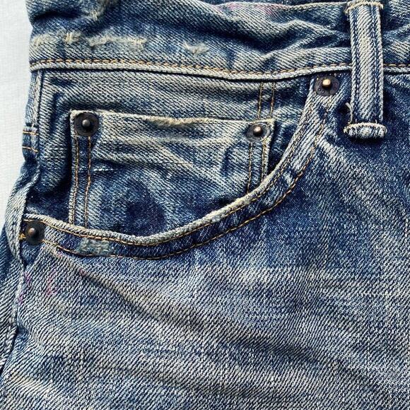New Fabric Brand & Co Dirty Wash Selvedge Distressed Jean Denim Mini Skirt 29/34 - Picture 8 of 16